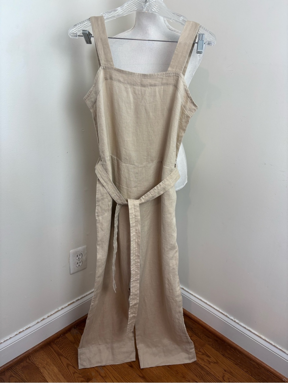 Quince 100% European Linen Square Neck Jumpsuit In Driftwood Size Small NWT - Picture 9 of 14